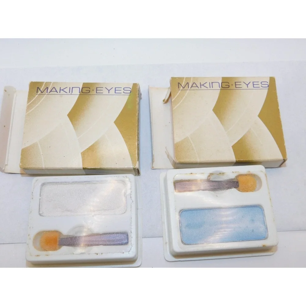 2 Vintage Avon Making Eyes Eyeshadow Refills Sparkling White Whispering Blue